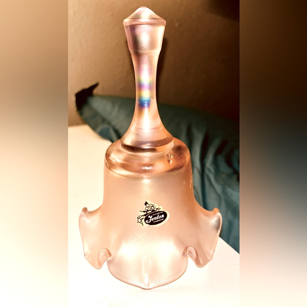 Authentic Fenton Vintage Iridescent Pink Art Glass Bell